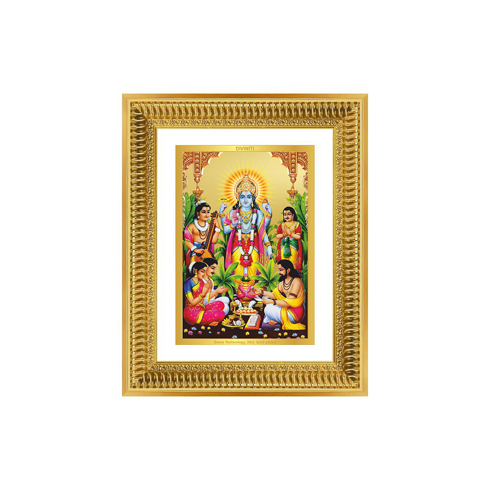 Diviniti 24K Gold Plated Satyanarayan (Classic) Divine Wall Frame for Home Mandir & Office Decor | Luxury Spiritual Gift