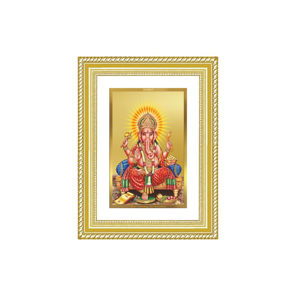 Diviniti 24K Gold Plated Ganesha (Classic) Divine Wall Frame for Home Mandir & Office Decor | Luxury Spiritual Gift