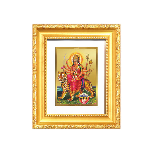 Diviniti 24K Gold Plated Durga - Sherawali Mata With Pind |Divine Table Top Frame for Home Mandir & Office Decor | Luxury Spiritual Gift
