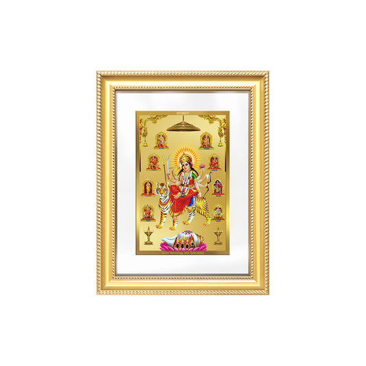 Diviniti 24K Gold Plated Nav Durga (Classic) Divine Wall Frame for Home Mandir & Office Decor | Luxury Spiritual Gift