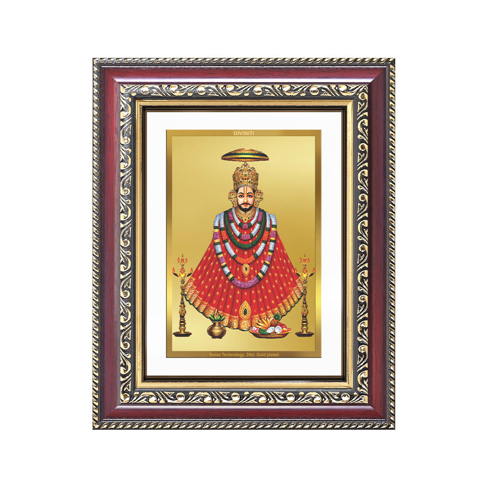 Diviniti 24K Gold Plated Khatu Shyam (Classic) Divine Wall and Table Top Frame for Home Mandir & Office Decor | Luxury Spiritual Gift