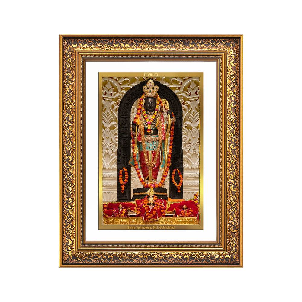 Diviniti 24K Gold Plated Ram Lalla (Classic) Divine Wall Frame for Home Mandir & Office Decor | Luxury Spiritual Gift