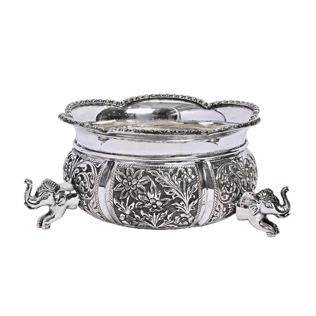 Pure Silver Handicraft Elephant Face Container (16x16x7 cm 566g)