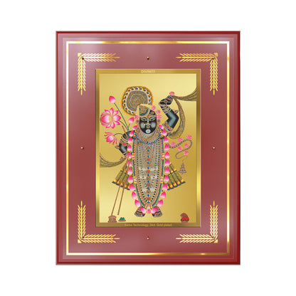 Lord Shrinathji | Divine form of Krishna from Nathdwara Wall Mount Photo Frame in 24K Gold Plated Foil