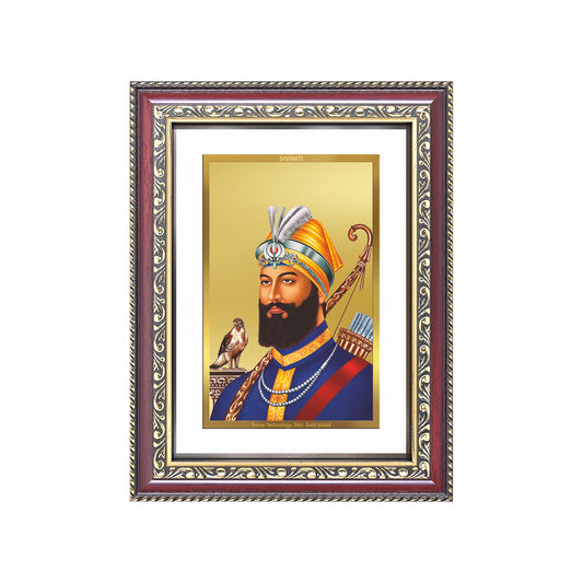 Diviniti 24K Gold Plated Guru Gobind Singh Ji (Classic) Sacred Sikh Wall Frame for Home Decor & Office Ambiance | Premium Spiritual Gift