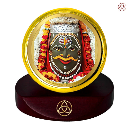 Mahakaleshwar Shiv Car Dashboard Frame | 24K Gold Plated Foil Religious Idol Photo Frame for Car, Home & Office | Mahakal Spiritual Decor for Protection, Positivity & Blessings