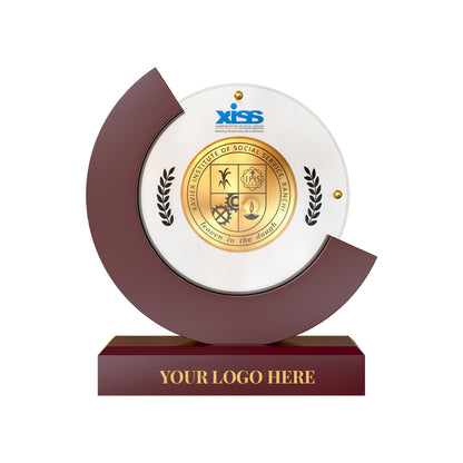 Diviniti MDF & Acrylic Moon Personalized Trophy with Image Printed on 24K Gold Plated Foil | Elegant Round Award | Premium Customized Gift