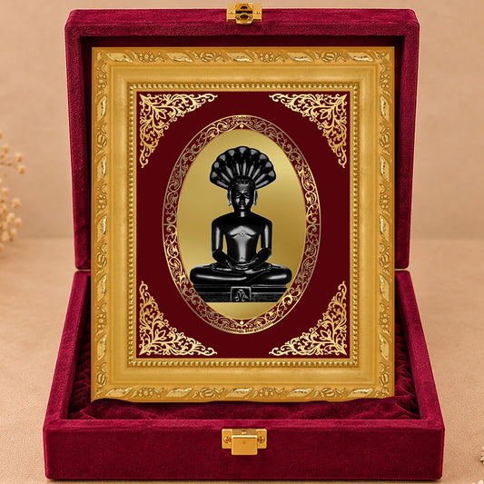 24K Gold-Plated Parshwanath Ji Frame | Premium Gift Box | 17.5x21.5 CM