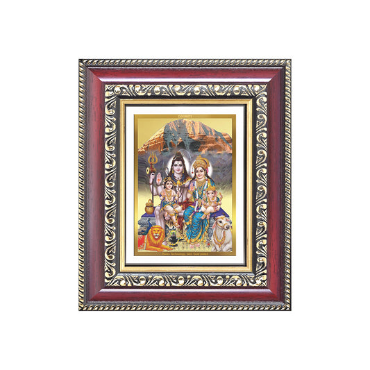 Diviniti 24K Gold Plated Shiv Parivar (Classic) Divine Table Top Frame for Home Mandir & Office Decor | Luxury Spiritual Gift