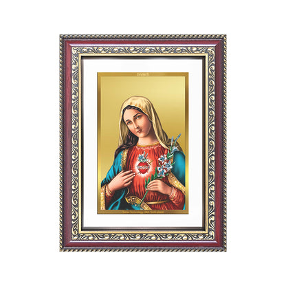 Diviniti 24K Gold Plated Mother Mary (Classic) Divine Wall Frame for Home Mandir & Office Decor | Luxury Spiritual Gift