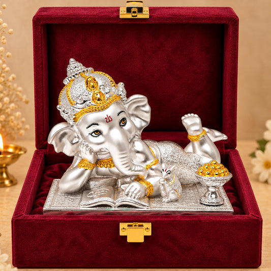 999 Silver-Plated Dual-Tone Bal Ganesha Idol | Premium Gift Box | 12x14 CM