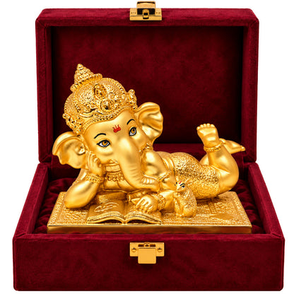 24K Gold-Plated Bal Ganesha Idol | Premium Gift Box | 12x14 CM