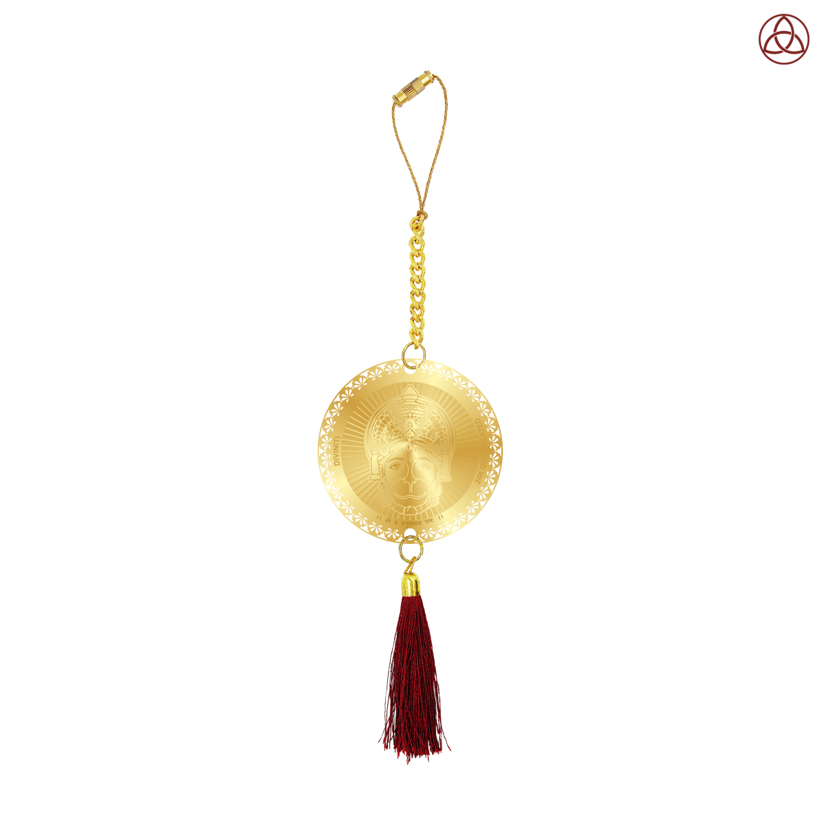 Diviniti 24K Gold Plated Double Sided Hanuman & Yantra Car Dangler|6CM Hanuman Hanging Car Decor|Luxurious 24K Gold Plated Dangler For Car|Divine Car Accessories For Positive Energy & Protection