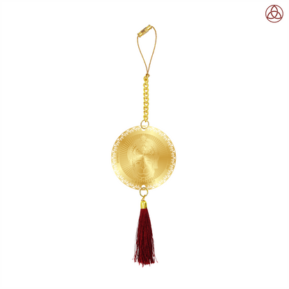 Diviniti 24K Gold Plated Double Sided Hanuman & Yantra Car Dangler|6CM Hanuman Hanging Car Decor|Luxurious 24K Gold Plated Dangler For Car|Divine Car Accessories For Positive Energy & Protection