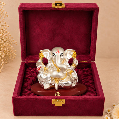 DIVINITI 999 Silver-Plated Lord Ganesha Idol | Car & Home Décor | Gift Box | 5x7 CM