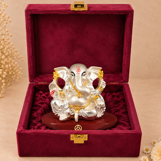 DIVINITI 999 Silver-Plated Lord Ganesha Idol | Car & Home Décor | Gift Box | 5x7 CM