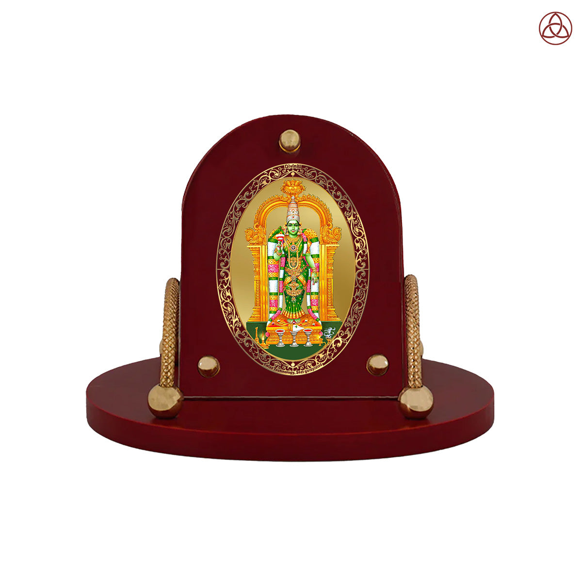 Meenakshi Amman | Divine Goddess of Madurai 24K Gold Plated Photo Frame for Car Dashboard, Home Décor & Tabletop | Blessings of Strength, Prosperity & Grace
