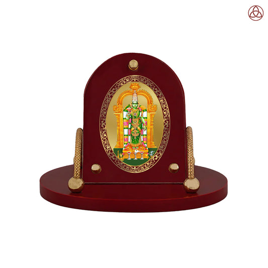 Meenakshi Amman | Divine Goddess of Madurai 24K Gold Plated Photo Frame for Car Dashboard, Home Décor & Tabletop | Blessings of Strength, Prosperity & Grace