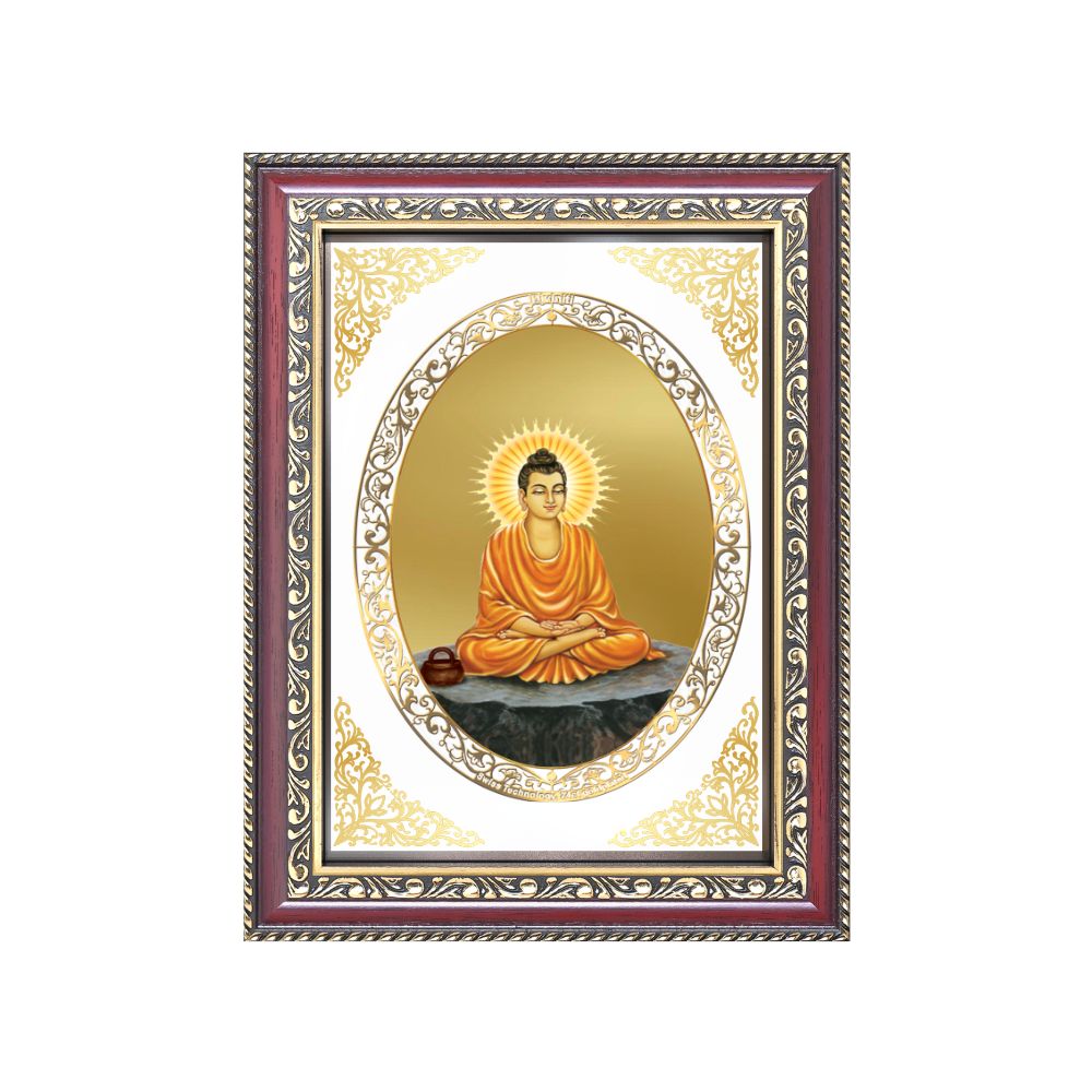 Lord Buddha | Divine Peace Wall & Tabletop Royal Photo Frame in 24K Gold Plated Foil
