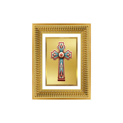 Diviniti 24K Gold Plated Holy Cross (Classic) Divine Wall Frame for Home Mandir & Office Decor | Luxury Spiritual Gift