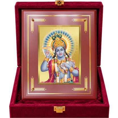24K Gold-Plated Lord Vishnu MDF Frame | Premium Gift Box | 27x35 CM