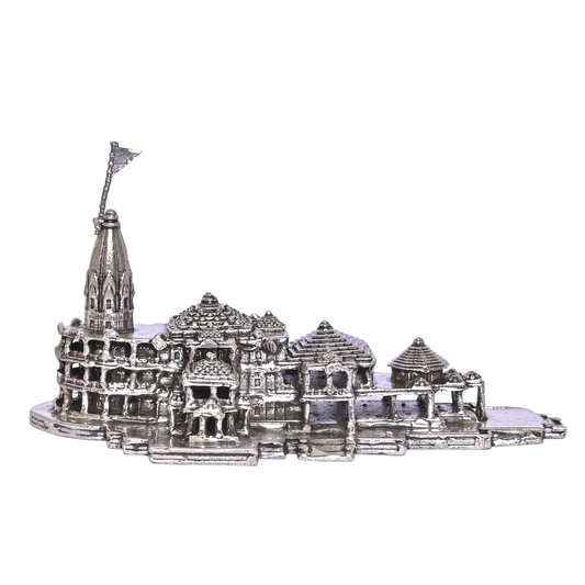 Diviniti 925 Pure Silver Ram Mandir Idol Statue Exquisite Spiritual Artistry Craftsmanship Devotion for Home Office Décor, Tabletop, Puja Room Gift (4x8 CM, 141g)