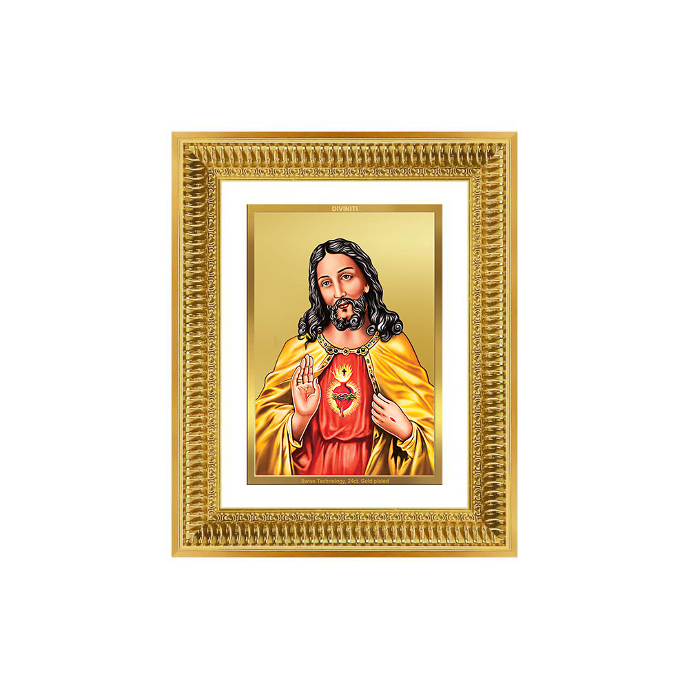 Diviniti 24K Gold Plated Jesus Christ (Classic) Divine Wall Frame for Home Mandir & Office Decor | Luxury Spiritual Gift