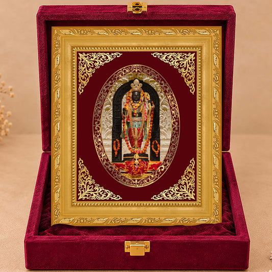 24K Gold-Plated Ram Lalla Frame | Premium Gift Box | 21.5x17.5 CM