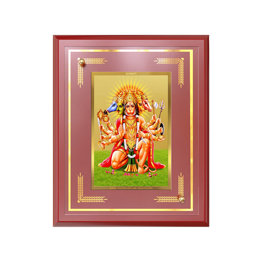 Panchmukhi Hanuman | Five-Faced Hanuman Wall and Tabletop Photo Frame in 24K Gold Plated Foil
