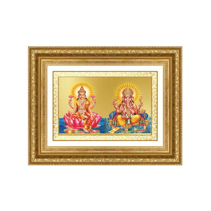 Diviniti 24K Gold Plated Lakshmi Ganesha (Classic) Divine Wall Frame for Home Mandir & Office Decor | Luxury Spiritual Gift