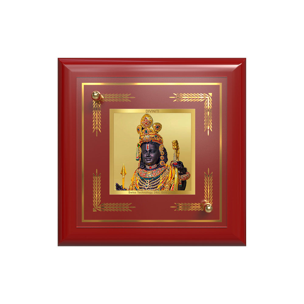 Ram Lalla with Arch – Bal Ram Divine 24K Gold Plated Photo Frame for Home Décor, Tabletop & Office | Blessings of Purity, Devotion & Protection (MDF1A)