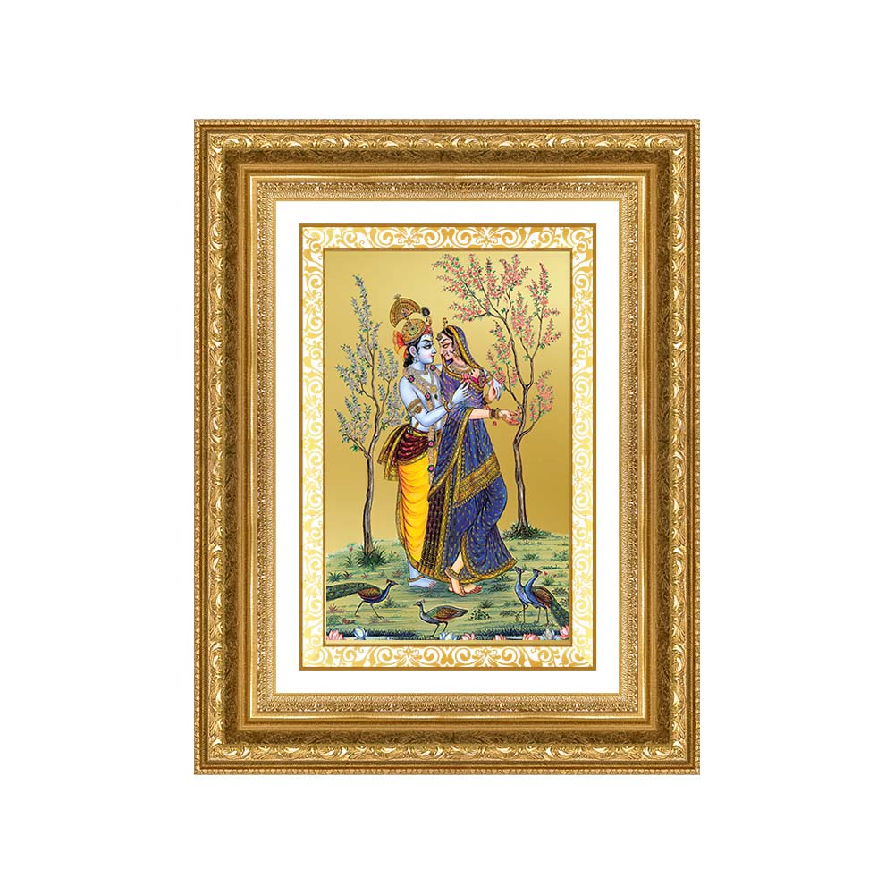Diviniti 24K Gold Plated Radha Krishna (Classic) Divine Wall Frame for Home Mandir & Office Decor | Luxury Spiritual Gift