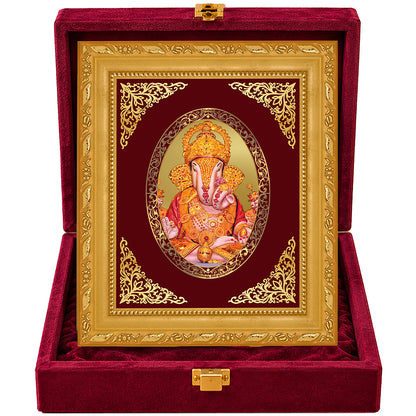 24K Gold-Plated Dagadu Ganesha Frame | Premium Gift Box | 16x13.5 CM