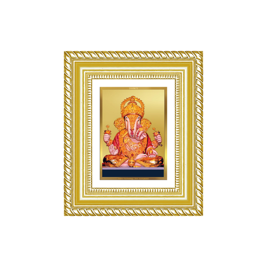 Diviniti 24K Gold Plated Dagadu Ganesha Divine Table Top Frame for Home Mandir & Office Decor | Luxury Spiritual Gift