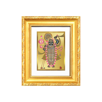 Diviniti 24K Gold Plated Shrinath Ji |Divine Table Top Frame for Home Mandir & Office Decor | Luxury Spiritual Gift