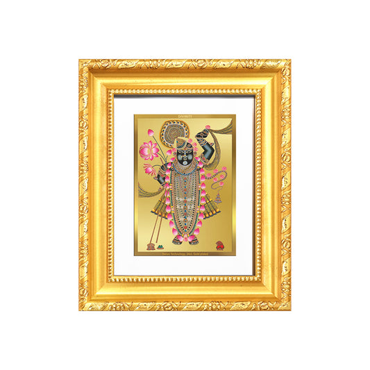Diviniti 24K Gold Plated Shrinath Ji |Divine Table Top Frame for Home Mandir & Office Decor | Luxury Spiritual Gift