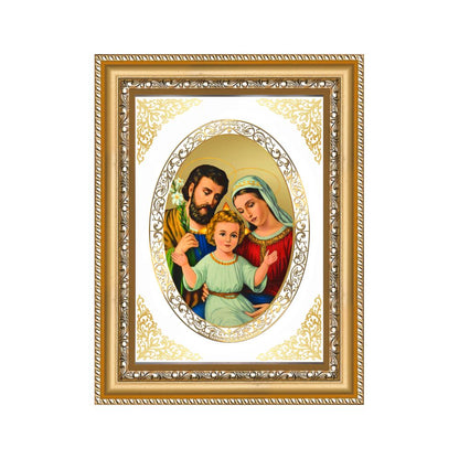 Holy Family (Jesus, Mary & Joseph) | Christian Wall & Tabletop Royal Photo Frame in 24K Gold Plated Foil