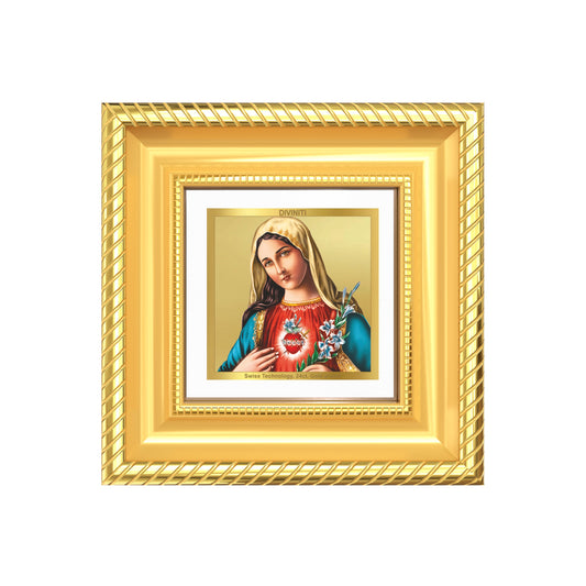 Diviniti Mother Mary Tabletop Photo Frame in 24K Gold Plated Foil | Love, Compassion & Divine Grace | DG015S1A (10x10 CM)