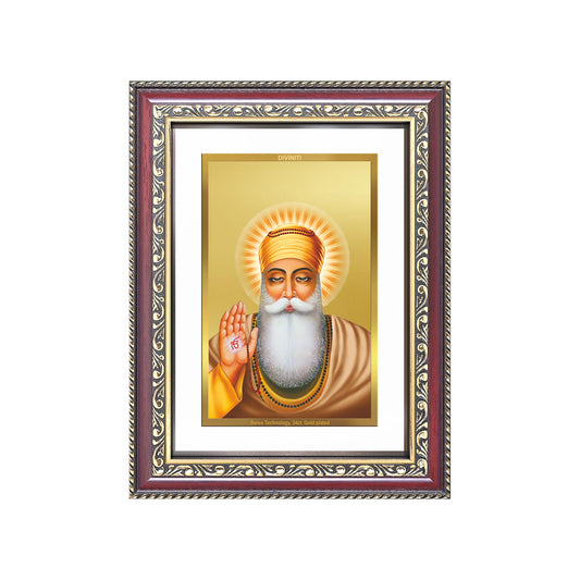 Diviniti 24K Gold Plated Guru Nanak Dev Ji (Classic) Sacred Sikh Wall Frame for Home Decor & Office Ambiance | Premium Spiritual Gift
