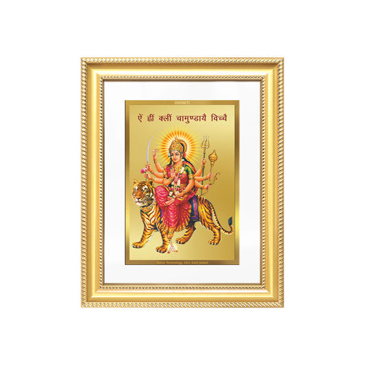 Diviniti 24K Gold Plated Durga With Mantra (Classic) Divine Wall Frame for Home Mandir & Office Decor | Luxury Spiritual Gift