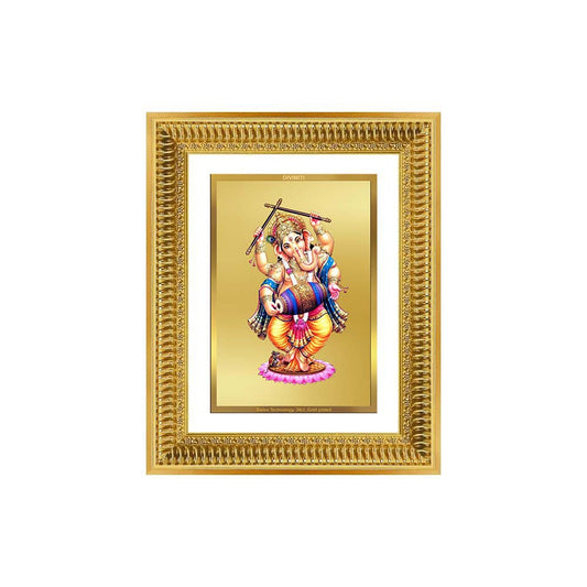 Diviniti 24K Gold Plated Dancing Ganesha (Classic) Divine Wall Frame for Home Mandir & Office Decor | Luxury Spiritual Gift