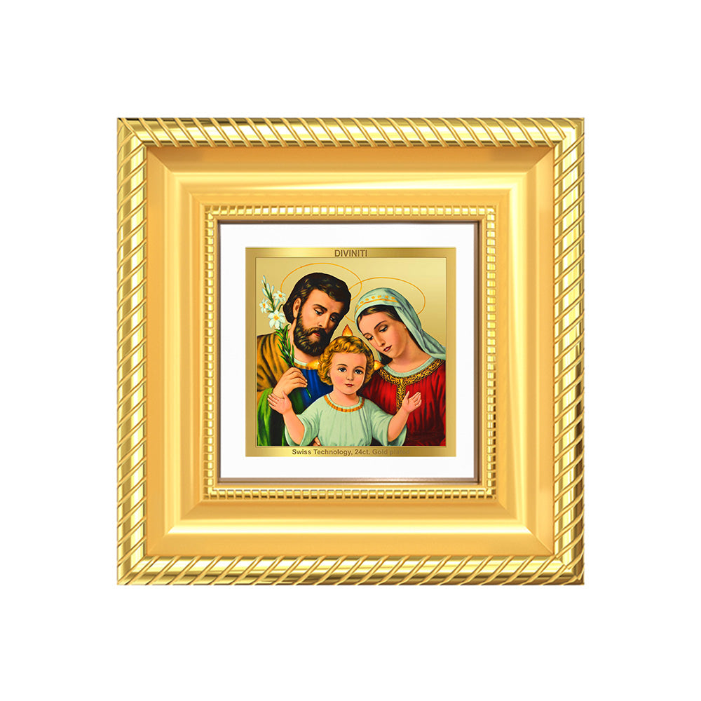 Diviniti Holy Family Tabletop Photo Frame in 24K Gold Plated Foil | Love, Unity & Divine Grace | DG015S1A (10x10 CM)