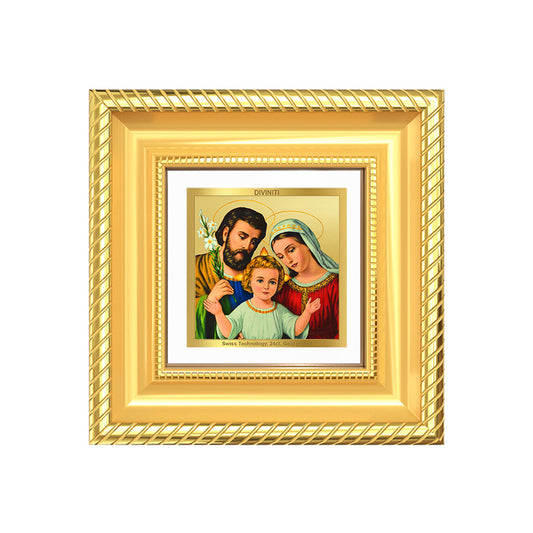 Diviniti Holy Family Tabletop Photo Frame in 24K Gold Plated Foil | Love, Unity & Divine Grace | DG015S1A (10x10 CM)