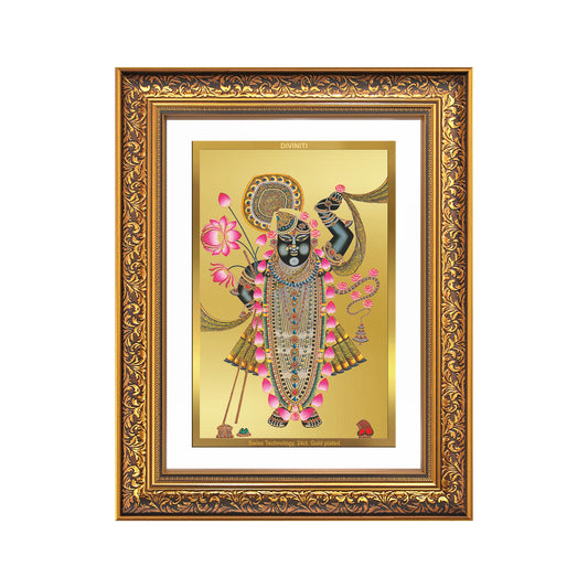 Lord Shrinathji | Divine form of Krishna from Nathdwara Wall Mount Photo Frame in 24K Gold Plated Foil