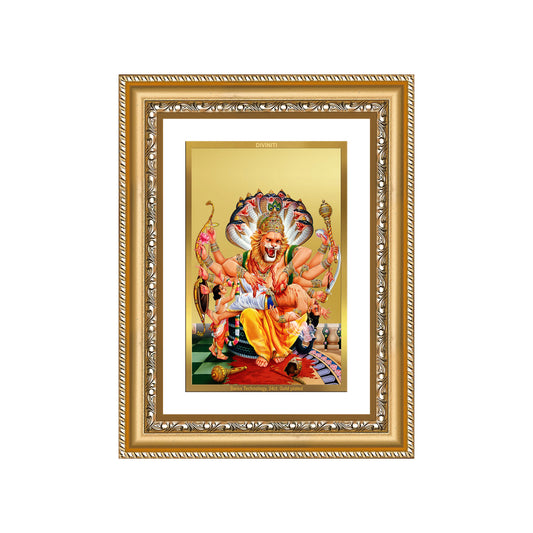Diviniti 24K Gold Plated Narasimha (Classic) Divine Wall Frame for Home Mandir & Office Decor | Luxury Spiritual Gift