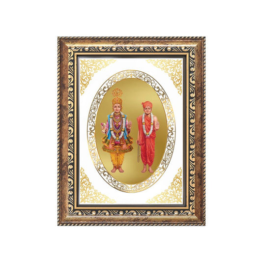 Swaminarayan Bhagwan Divine Discipline & Devotion Sacred Royal Tabletop Frame in 24K Gold Plated Foil