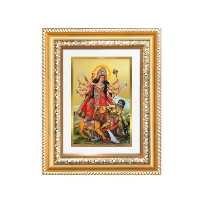 Diviniti 24K Gold Plated Durga - Mahishasura Mardini (Classic) Divine Wall and Table Top Frame for Home Mandir & Office Decor | Luxury Spiritual Gift