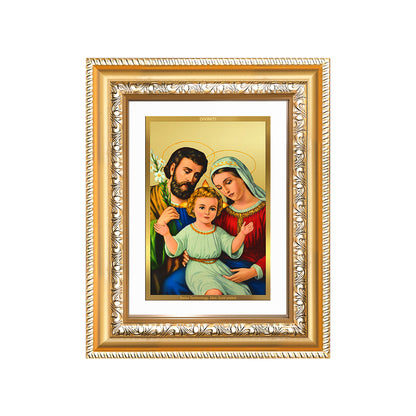 Diviniti 24K Gold Plated Holy Family (Classic) Divine Wall and Table Top Frame for Home Mandir & Office Decor | Luxury Spiritual Gift
