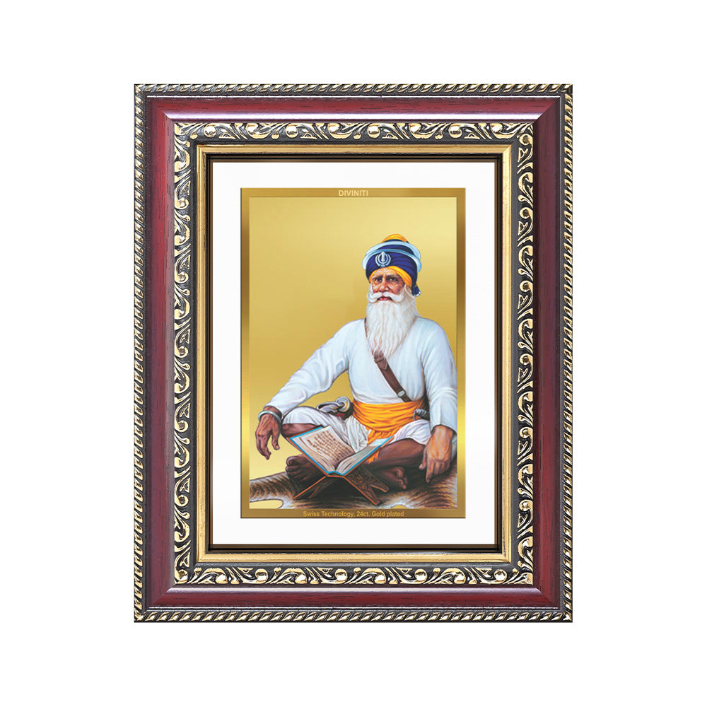 Diviniti 24K Gold Plated Baba Deep Singh Sacred Sikh Wall and Table Top Frame for Home Decor & Office Ambiance | Premium Spiritual Gift