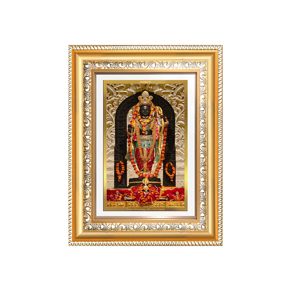 Diviniti 24K Gold Plated Ram Lalla (Classic) Divine Wall Frame for Home Mandir & Office Decor | Luxury Spiritual Gift